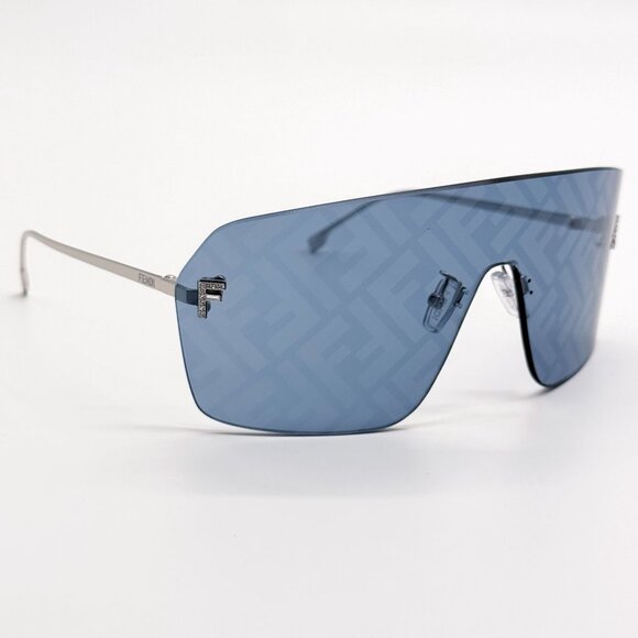 NEW FE4121US 16V BLUE SILVER UNISEX SHIELD SUNGLASSES FENDI FE4121US - Picture 1 of 9